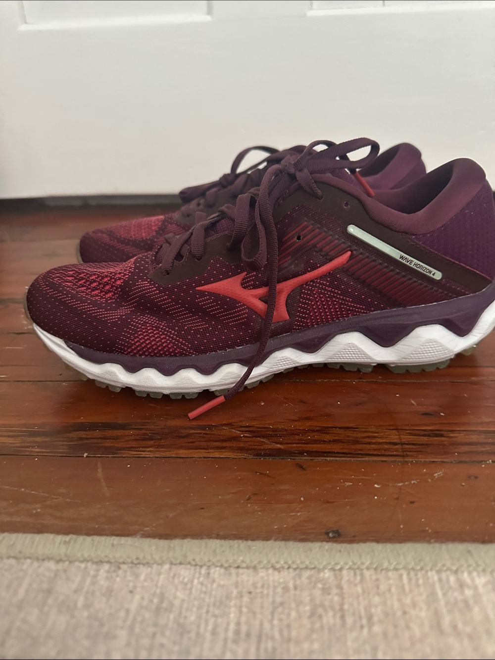 Mizuno Women's Athletic Running Shoes - Burgundy with Coral Accent